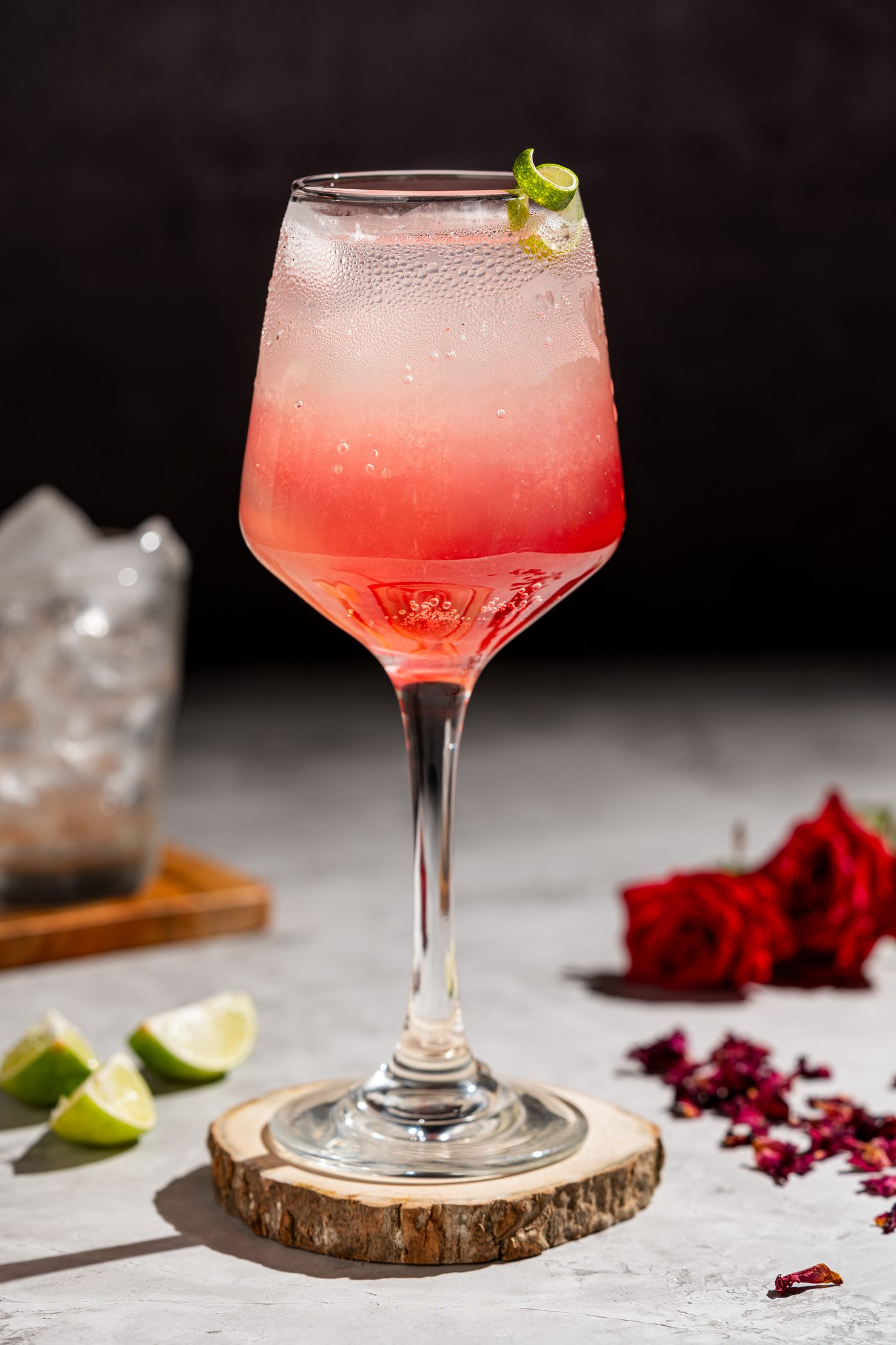 Rose and Peach Spritzer, signature mocktail
